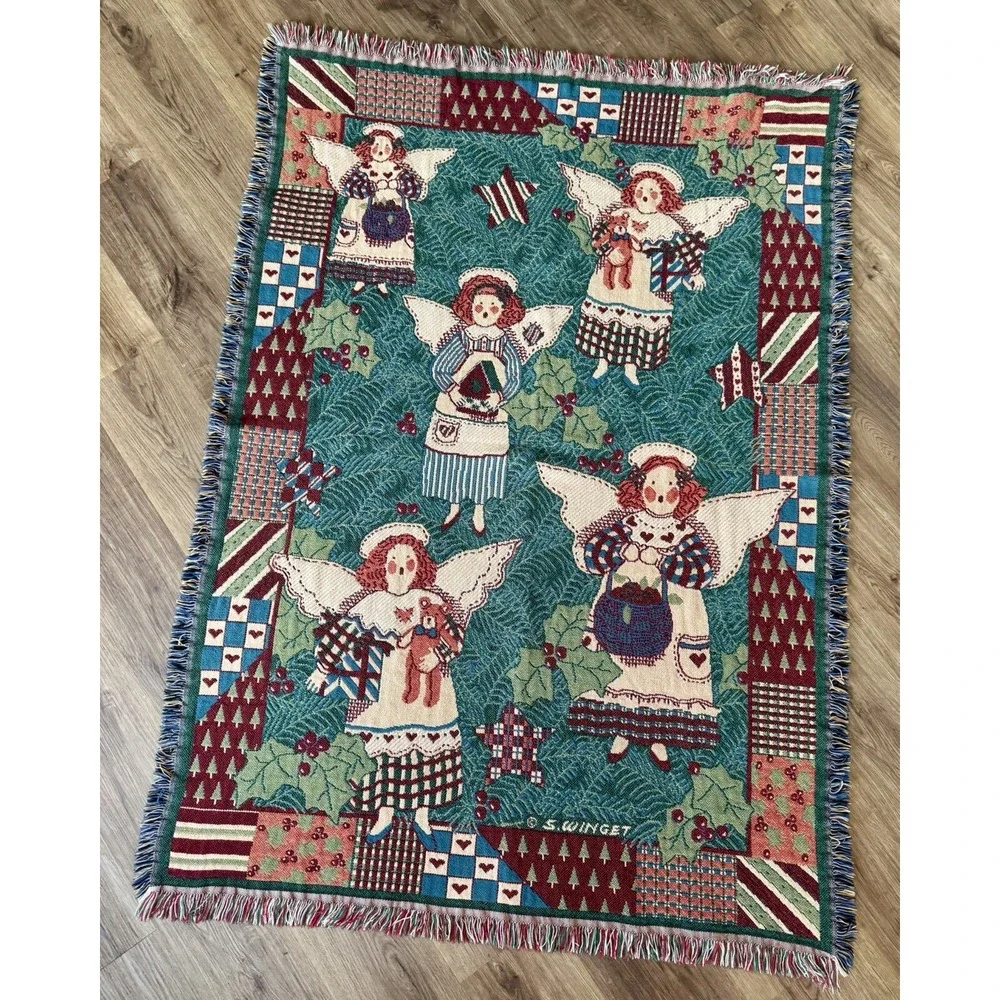 Christmas Tapestry Blanket Angel Choir Throw Goodwin Weavers Susan Winget 46x66